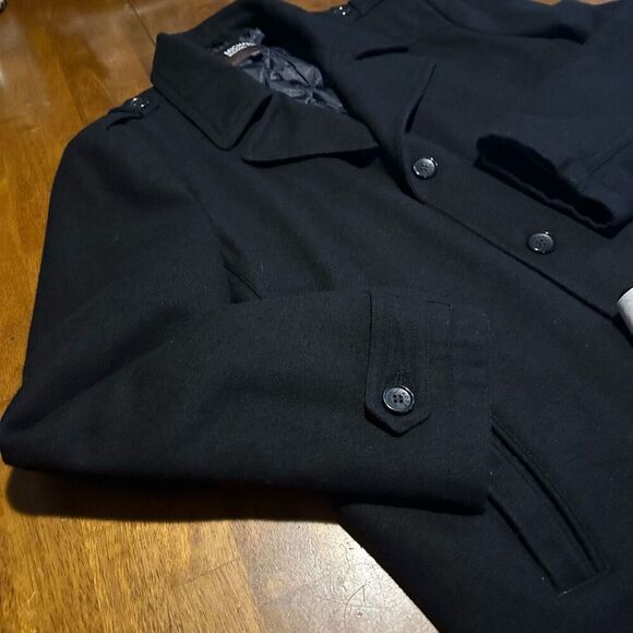 Michael Kors Mens Black Wool Blend Coat Jacket Lined Professional Size Large - Picture 5 of 9